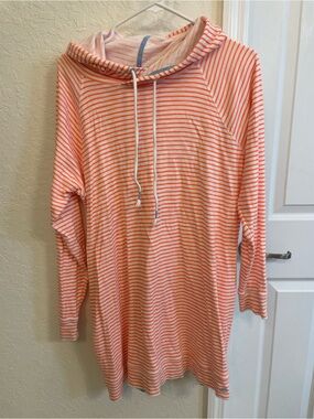 Southern Tide Orange & White Striped Hooded Top
